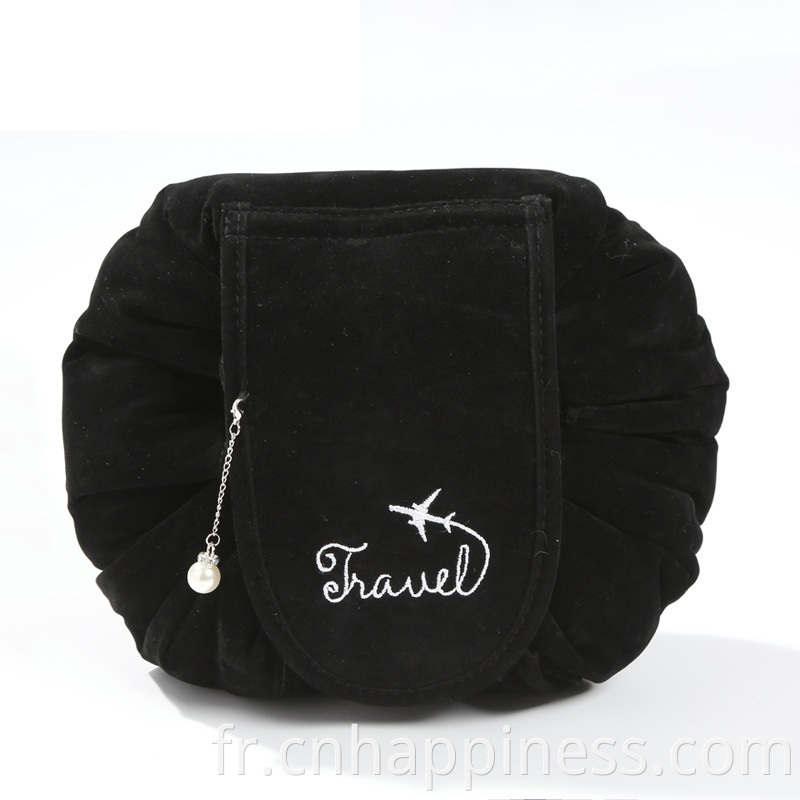 Sac de toilette de voyage en gros microfibre Microfibre Sac de toilette en velours Sac de brosse de maquillage avec logo Custom